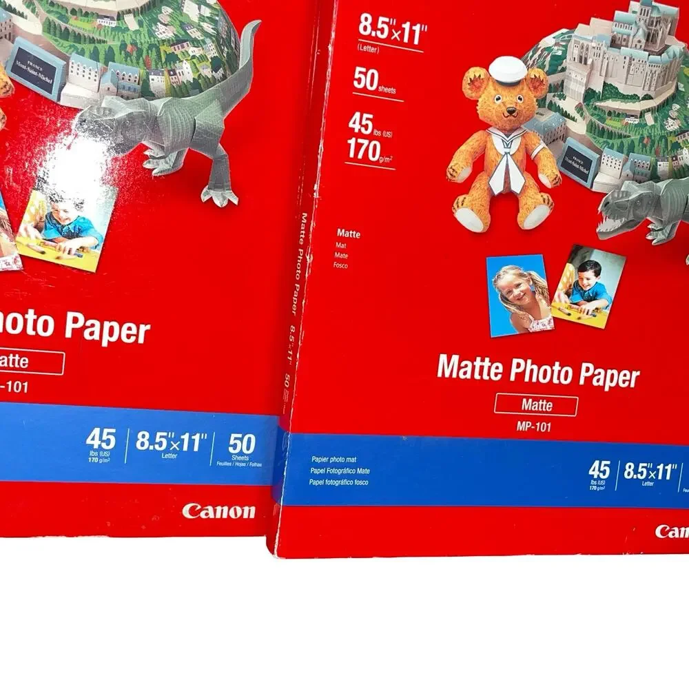 Canon Pixma Photo Paper Lot Matte MP-101 Glossy II PP-201 8.5x11 Inkjet Bundle